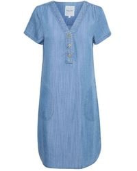 Part Two - Blauwe Denim Jurk Met V-Hals - Lyst