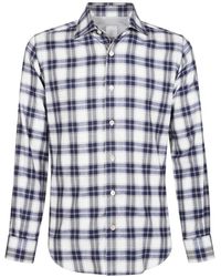 Eleventy - Dandy Geruite Katoen Lyocell Overhemd - Lyst