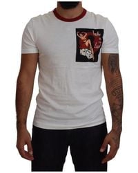 Dolce & Gabbana - Weißes Logo Grafik Baumwoll T-Shirt - Lyst