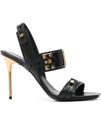 Balmain - Schwarze Leder Stiletto Sandalen - Lyst