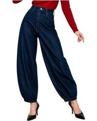 Kocca - Jeans ,Blauw ,Katoen Jeans Met Wijde Pijpen En Hoge Taille - Lyst