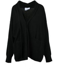 Kaos - Truien & Vesten ,Zwart ,Wol Lange Open Vest - Lyst