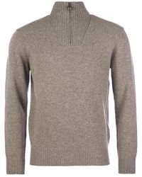 Barbour - Essential lambswool half zip sweater - Lyst