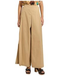 Manila Grace - Wijde Pijpen Broek Met Zijknopen - Lyst