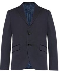 Etro - Jassen ,Blauw ,Katoen Turtleneck Jas Met Zakken - Lyst