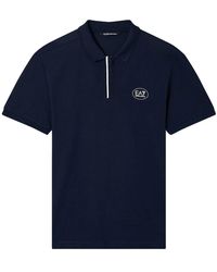 EA7 - Tops ,Blauw ,Katoen Jersey Polo Shirt - Lyst