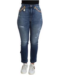 Dolce & Gabbana - Jeans skinny blu con decorazioni - Lyst