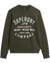 Superdry - Groene Olijf Crewneck Sweater 100% Katoen - Lyst