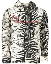 Roberto Cavalli - Weißer Kapuzenpullover Mit Mutigem Muster - Lyst