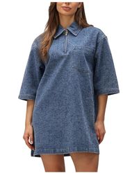 Object - Kleedjes ,Blauw ,Katoen Objfrida 3/4 Sleeve Lo Dress - Lyst