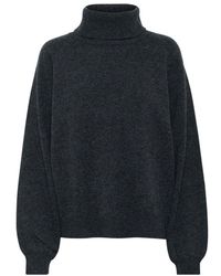 Gestuz - Truien & Vesten ,Grijs ,Wol Zachte Wol Rollneck Trui Diep Grafiet - Lyst