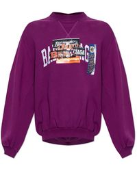 Balenciaga - Hoodies & Sweatvesten ,Paars ,Katoen Sweatshirt Met Kleurrijke Print - Lyst