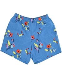 Obey - Korte Broeken ,Blauw ,Leer Blauw Multi Digitaal Print Shorts - Lyst