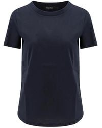Max Mara - Tops ,Blauw ,Katoen Katoenen T-Shirt Met Korte Mouwen - Lyst