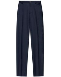 Versace - Broeken ,Blauw ,Wol Wollen Broek Met Vouw - Lyst