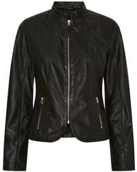 Btfcph - Jassen ,Zwart ,Leer Zwarte Bikerjack Met Licht Gouden Accenten - Lyst