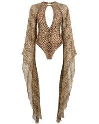 Roberto Cavalli - Badmode ,Bruin ,Baby Jaguar Print One-Piece Zwempak - Lyst