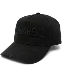 DSquared² - Accessoires ,Zwart ,Katoen Zwarte Logo Baseballpet Stijlvol Accessoire - Lyst