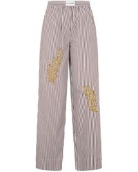 Des Phemmes - Gestreepte Broek Met Strass - Lyst