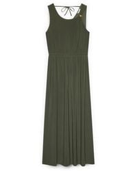 FIORELLA RUBINO - Kleedjes ,Groen ,Polyester Lange Jersey Jurk Met Rugdecolleté - Lyst