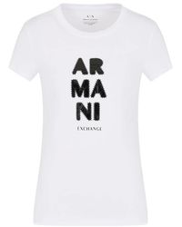 ARMANI EXCHANGE - Tops ,Wit ,Katoen Slim Fit T-Shirt - Lyst