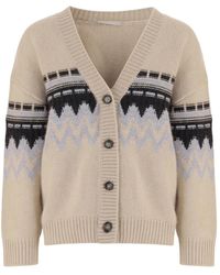 Allude - Truien & Vesten ,Veelkleurig ,Kasjmier Cashmere Cardigan Met Geometrisch Patroon - Lyst