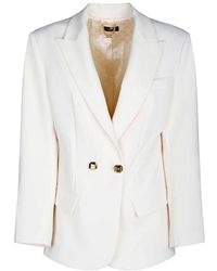 Elisabetta Franchi - Weiße Crepe Doppelreihige Jacke - Lyst