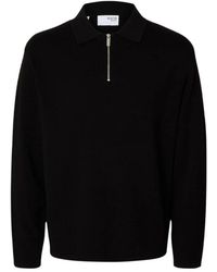SELECTED - Teller Half-Zip Polo - Lyst