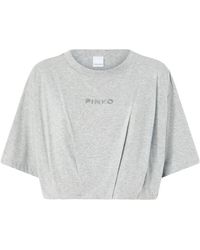 PINKO - Tops ,Grijs ,Katoen Grijze T-Shirt Voor Informele Uitstapjes - Lyst