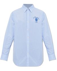 A Bathing Ape - Overhemden ,Blauw ,Katoen Logo Shirt - Lyst