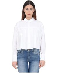 ONLY - Blusa blanca con detalle de pliegues - Lyst