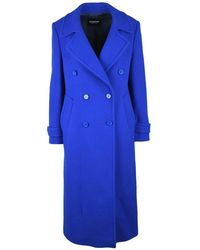 Dondup - Jassen ,Blauw ,Kasjmier Dubbelbreasted Lange Jas Met Kasjmier - Lyst