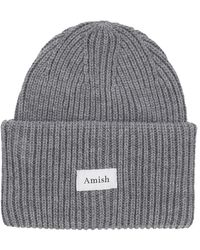 AMISH - Accessoires ,Grijs ,Wol Wol Blend Beanie Hoed Grijs - Lyst