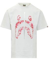 A Bathing Ape - Tops ,Wit ,Katoen Abc Camo Shark Tee - Lyst