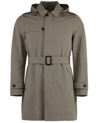Moorer - Jassen ,Grijs ,Katoen Katoenen Trenchcoat Met Afneembare Capuchon - Lyst