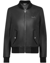 Philipp Plein - Bomber Leather Jacket - Lyst