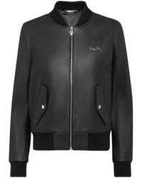 Philipp Plein - Bomber Leather Jacket - Lyst
