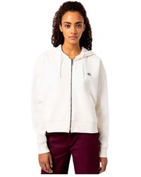 Dickies - Hoodies & Sweatvesten ,Wit ,Katoen Witte Cardigan Met Ritssluiting En Logo - Lyst