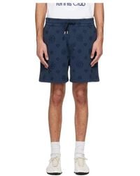 CASABLANCA - Korte Broeken ,Blauw ,Katoen Applique Monogram Sweatshort - Lyst