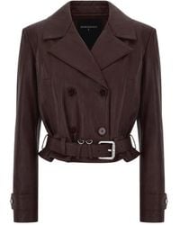 Patrizia Pepe - Jassen ,Bruin ,Polyester Geknoopte Double-Breasted Jas - Lyst