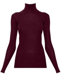 Jil Sander - Truien & Vesten ,Rood ,Wol Wol Met Coltrui En Aansluitende Pasvorm - Lyst