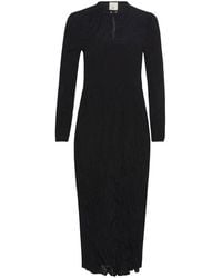Heartmade - Kleedjes ,Zwart ,Zwarte Twist Midi Jurk - Lyst