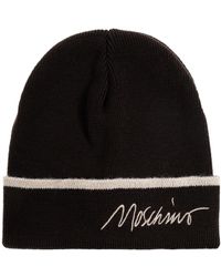Moschino - Accessoires ,Bruin ,Wol Wollen Muts Met Logo - Lyst