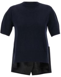 Sacai - Asymmetrischer Pullover Mit Patchwork-Details - Lyst