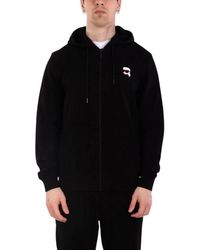 KARL LAGERFELD - Hoodies & Sweatvesten ,Zwart ,Signature Zip-Up Hoodie - Lyst