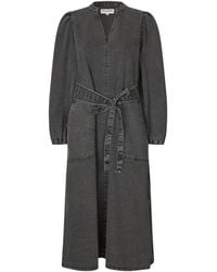 Lolly's Laundry - Denim Midi Kleid Mit V-Ausschnitt - Lyst