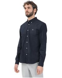 Lacoste - Overhemden ,Blauw ,Katoen Regular Fit Katoenen Overhemd - Lyst