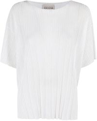 Semicouture - Weißes Bootshals Kurzarm-Top - Lyst