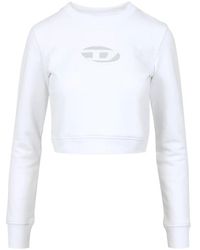 DIESEL - Weiße Baumwollmischung Crop Pullover - Lyst