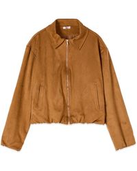 Oltre - Jassen ,Bruin ,Polyester Kort Jasje Met Rits - Lyst